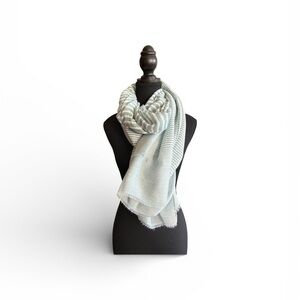 Elegant Striped Scarf in Light Blue and White